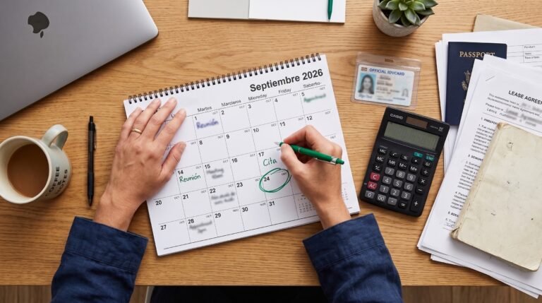 Calendario con fechas y renta
